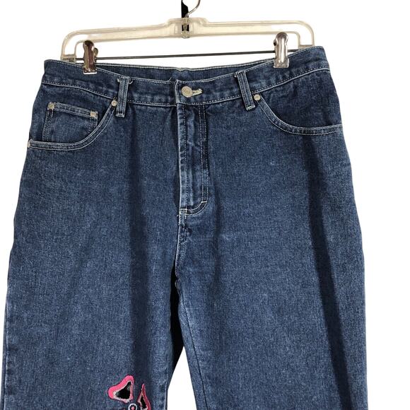 Vintage Flower Cut Out Flare Blue Jeans Y2K No Boundaries Juniors 11 100% Cotton - Picture 5 of 11